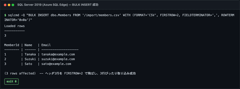 SQL Server の BULK INSERT で CSV を大量取り込み — 業務SEの最短手順とハマり – エンジニアが送る穴倉生活のすゝめ