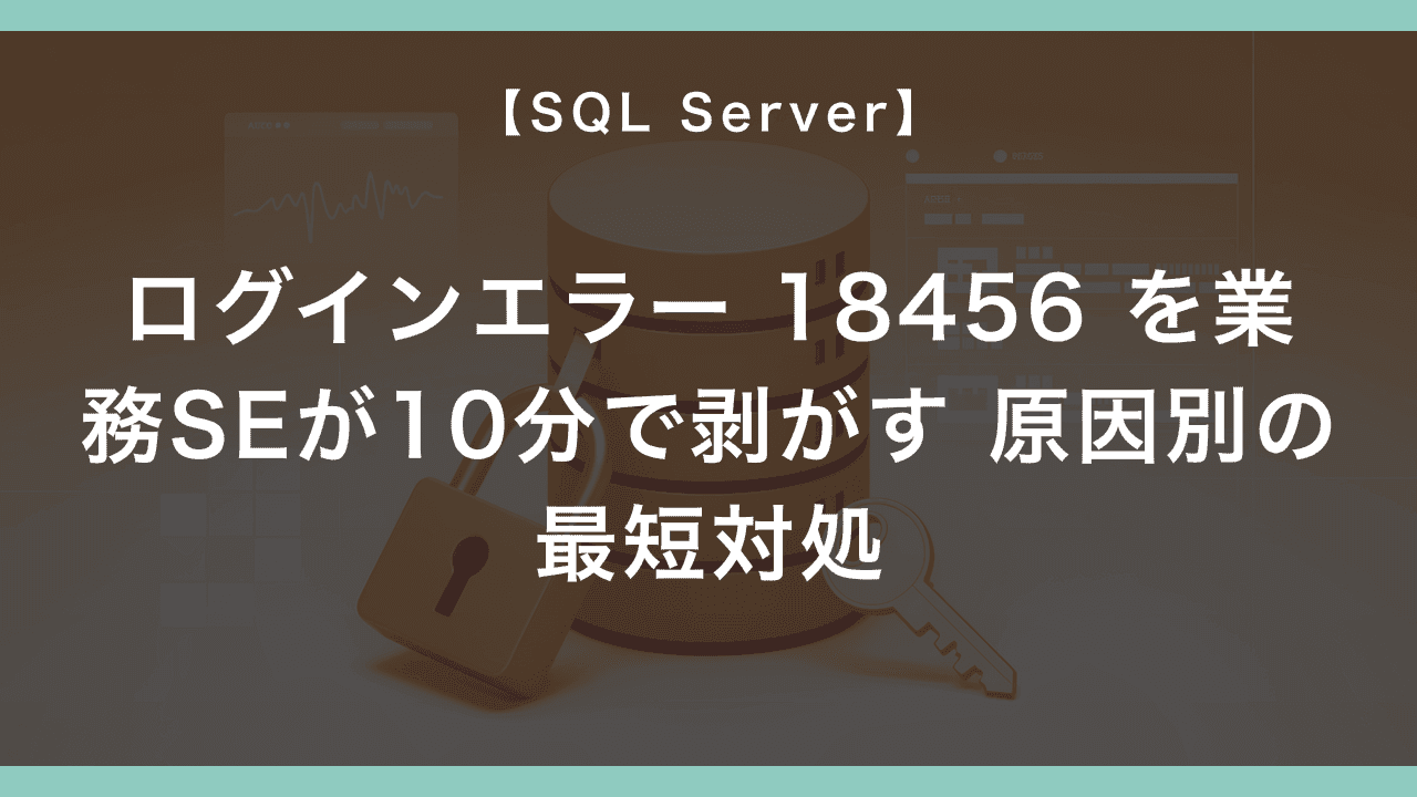 SQL Server のログインエラー 18456 を業務SEが10分で剥がす — 原因別の最短対処
