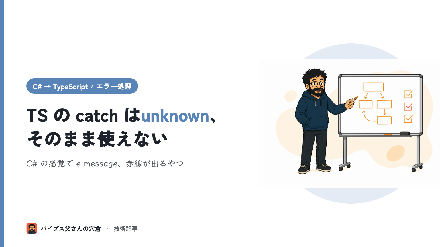 【TypeScript】C# の try-catch 感覚で詰まるエラー処理（catch の e が unknown 型）